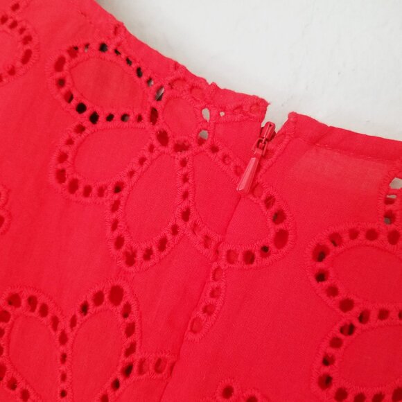 Halogen Women's M 3/4 Sleeve Eyelet Floral Peplum Blouse In Red Poinsettia $69 - Picture 6 of 16